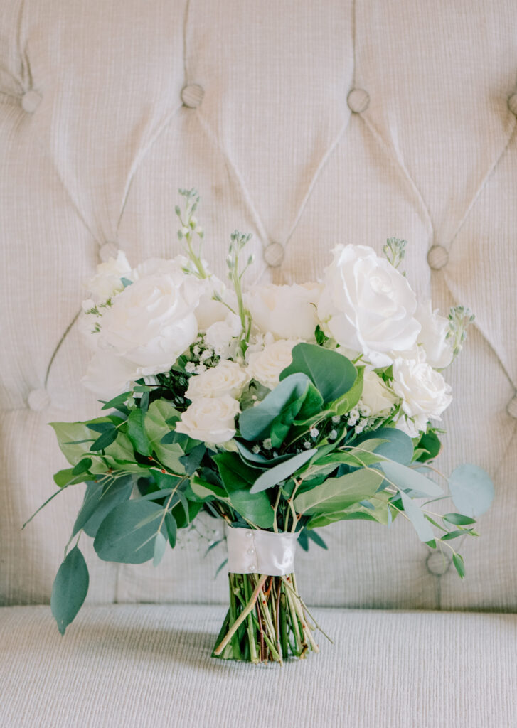 white rose bridal bouquet