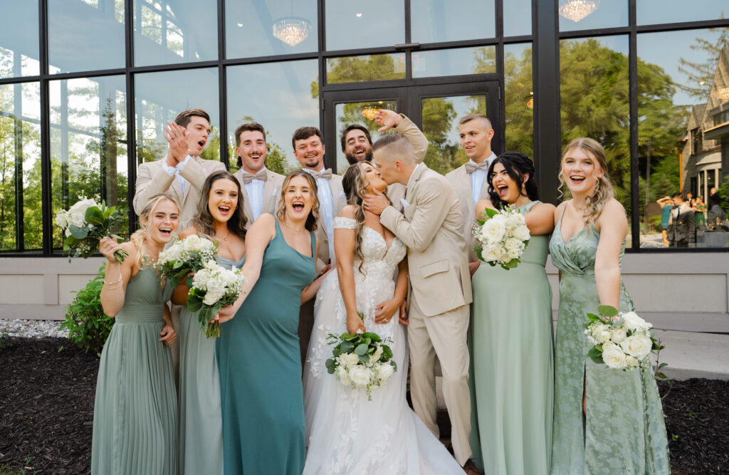 a happy wedding party taken by a Grand Rapids wedding photographer at Venue3Two