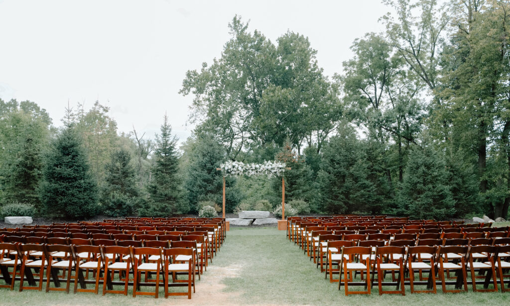 The outside ceremony site at Venue3Two by a wedding photographer in Michigan