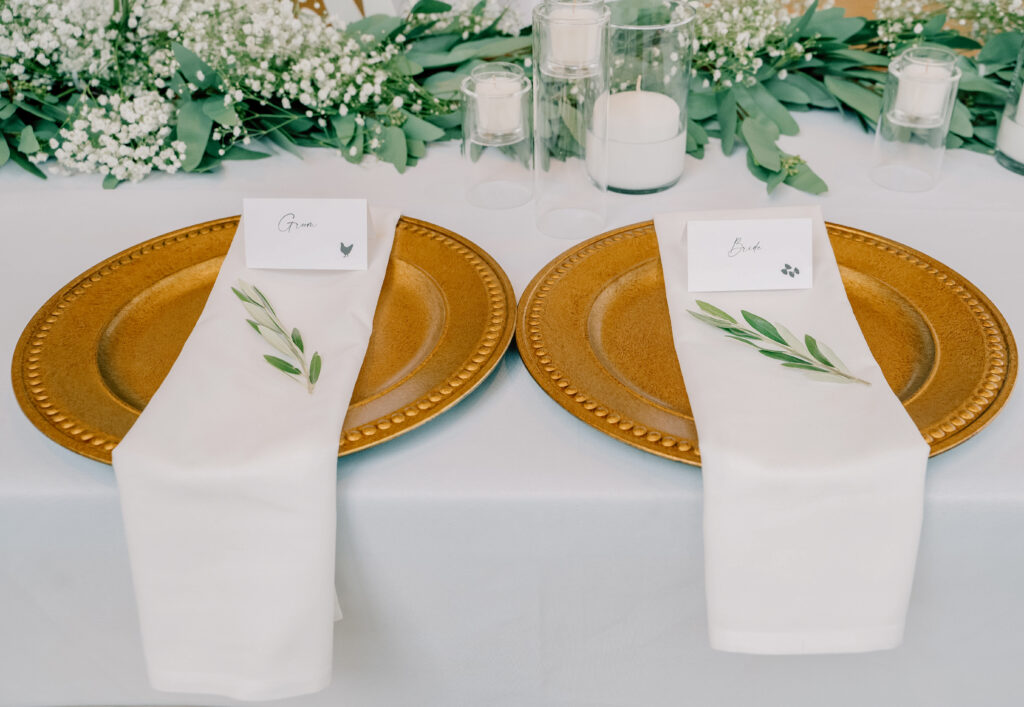 place settings in white and gold at Venue3Two