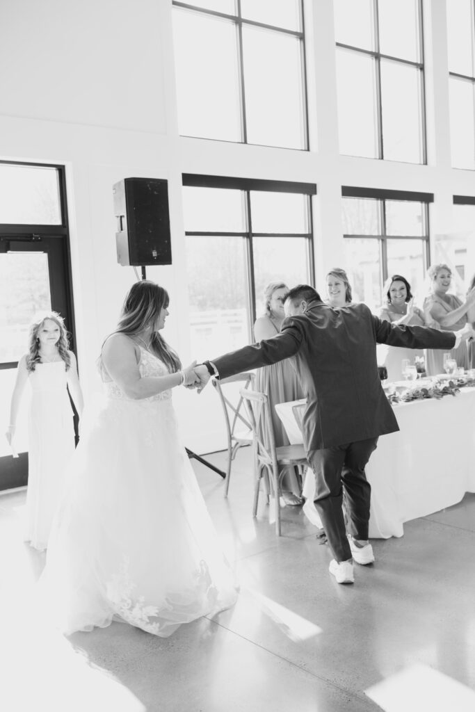 bride and groom dancing together at wedding at Venue Bella Giornata reception
