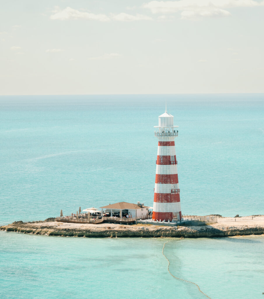 A light house on an island in the Caribbean